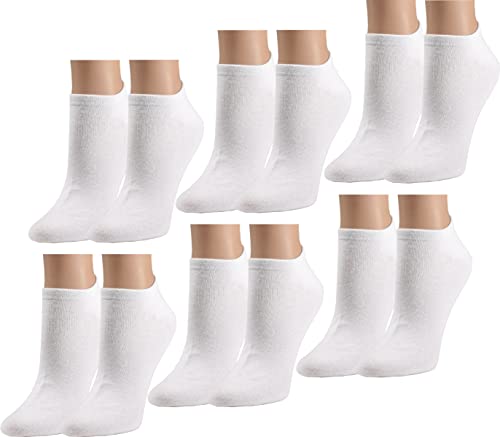 Vitasox Unisex Kurze Komfort Baumwoll Sneaker Socken in verschiedenen Farben, Klassisch Weiß, White, Classic, Basics, Luxustrumpf, Leichte Sommer Sneakersocken ohne Naht, 6 Paar, 39-42 von Vitasox
