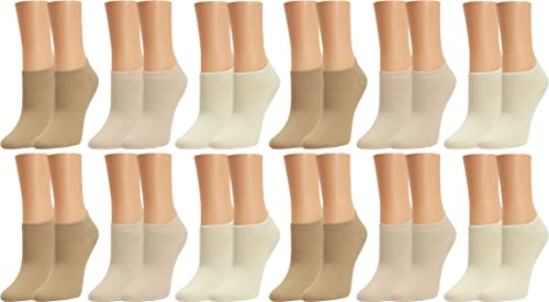 Vitasox Unisex Kurze Komfort Baumwoll Sneaker Socken in verschiedenen Farben, Klassisch Natur, Beige, Naturtöne, helle Töne, Classic, Basics, Luxustrumpf, Leichte Sommer Sneakersocken ohne Naht, 12 Paar, 35-38 von Vitasox