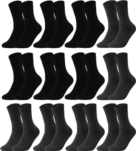 Vitasox 31038-40 Business Herrensocken aus Baumwolle ohne Gummi und ohne Naht, hochwertige Herren Socken, atmungsaktiv mit weichem Bund für Herren, 12er Pack schwarz anthrazit 47/50 von Vitasox