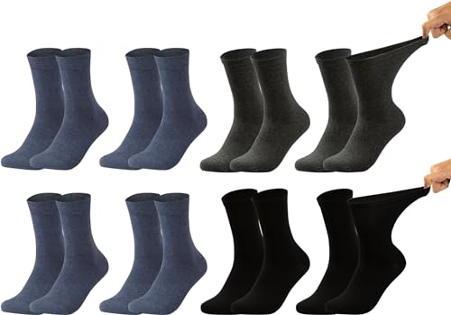 Vitasox 31120-22 Herren Gesundheitssocken extra weiter Bund ohne Gummi, Venenfreundliche Socken mit breitem Schaft, 8 Paar Schwarz Anthrazit&Jeans 39/42 von Vitasox