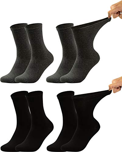 Vitasox 31120 Diabetikersocken Herren, 4 Paar venenfreundliche Diabetiker Socken ohne Gummibund, Gesundheitssocken gegen Einschneiden & Drücken, Schwarz Anthrazit 43/46 von Vitasox