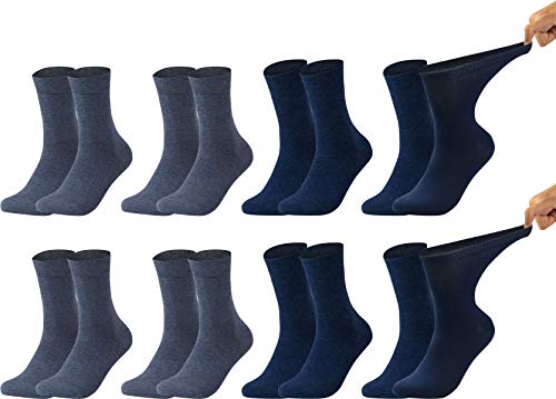 Vitasox 31122-23 Herren Gesundheitssocken extra weiter Bund ohne Gummi, Venenfreundliche Socken mit breitem Schaft verhindern Einschneiden & Drücken, 8 Paar Jeans- Marine 39/42 von Vitasox