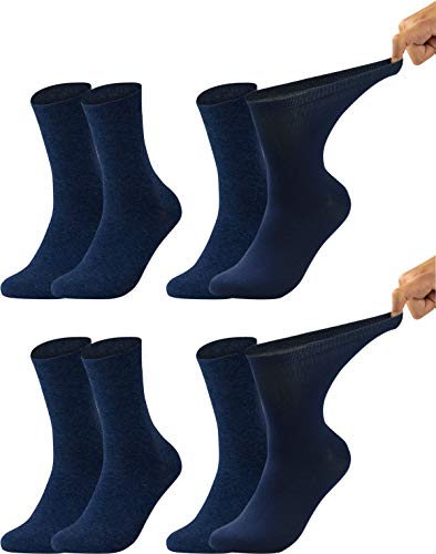 Vitasox 31123 Herren Gesundheitssocken extra weiter Bund ohne Gummi, Venenfreundliche Socken mit breitem Schaft verhindern Einschneiden & Drücken, 4 Paar Marine 39/42 von Vitasox