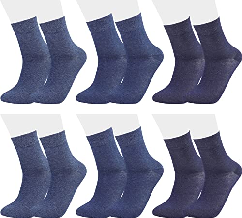 Vitasox 32030 Herren Socken Kurzschaft Kurzschaftsocken einfarbig Baumwolle ohne Gummi ohne Naht 6 Paar Jeans-Töne 43/46 von Vitasox