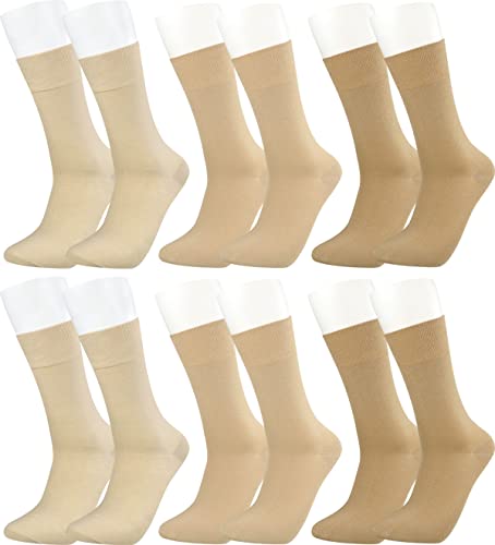 Vitasox 32059 Business Herrensocken aus Baumwolle ohne Gummi und ohne Naht, hochwertige Herren Socken, atmungsaktive Qualität mit weichem Bund für Herren, 6er Pack Natur-Töne 43/46 von Vitasox