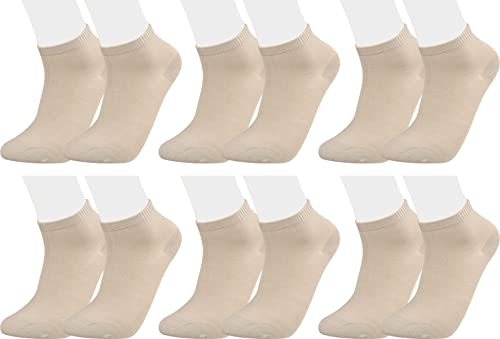 Vitasox 43017 Damen Herren Kurzsocken Bambus Sneakersocken einfarbig ohne Naht beige 6er Pack 39/42 von Vitasox