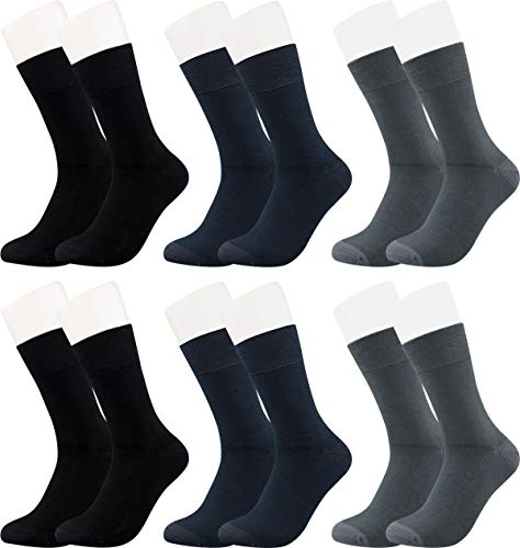 Vitasox 43039 Bambus Socken für Damen & Herren, atmungsaktive Bambussocken mit weichem Komfortbund ohne Gummi, Qualitäts Strümpfe ohne Naht an den Zehen, 6 Paar schwarz, anthrazit, marine 35-38 von Vitasox