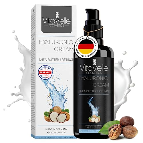 Vitavelle Bio Hyaluronsäure Gesichtscreme Damen – Gesichtscreme Männer mit Sheabutter - Feuchtigkeitscreme Gesicht - Tagescreme Hyaluron Serum hochdosiert - Anti-Aging Serum Gesichtspflege von VITAVELLE