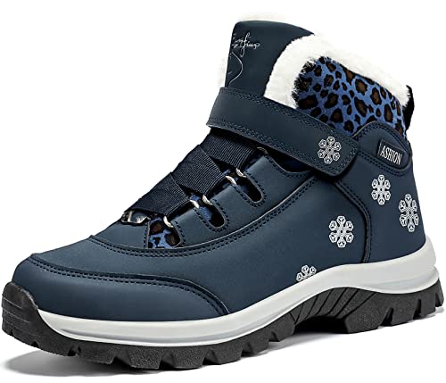 VITIKE Damen Winterschuhe Warm Gefüttert Schneestiefel Winter Outdoor Boots Winterstiefel mit Warm Gefüttert,Blau,38 EU von VITIKE