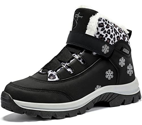 VITIKE Damen Winterschuhe Warm Gefüttert Schneestiefel Winter Outdoor Boots Winterstiefel mit Warm Gefüttert,Schwarz,36 EU von VITIKE