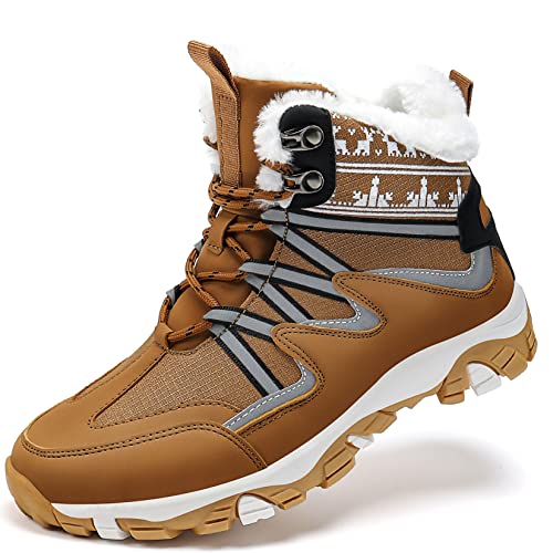 VITIKE Damen Winterschuhe Warm Gefüttert Schneestiefel Herbst Outdoor Boots Winterstiefel,Gelb Braun,37 EU von VITIKE