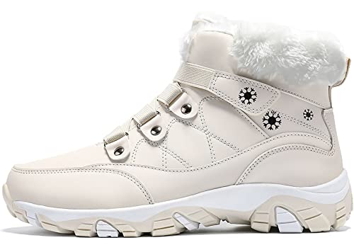 VITIKE Damen Winterschuhe Warm Gefüttert Schneestiefel Herbst Outdoor Boots Winterstiefel,Beige,38 EU von VITIKE
