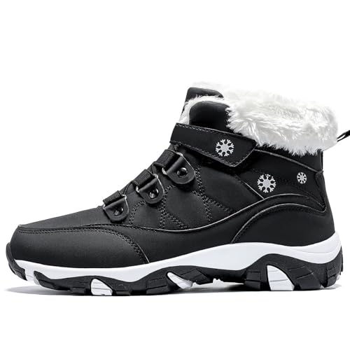 VITIKE Damen Winterschuhe Warm Gefüttert Schneestiefel Herbst Outdoor Boots Winterstiefel,Schwarz Weiß,41 EU von VITIKE