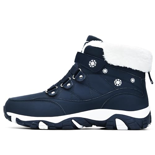 VITIKE Damen Winterschuhe Warm Gefüttert Schneestiefel Herbst Outdoor Boots Winterstiefel,Weiß Blau,38 EU von VITIKE