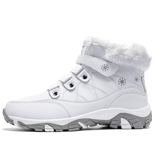 VITIKE Damen Winterschuhe Warm Gefüttert Schneestiefel Herbst Outdoor Boots Winterstiefel,Weiß Silber,37 EU von VITIKE