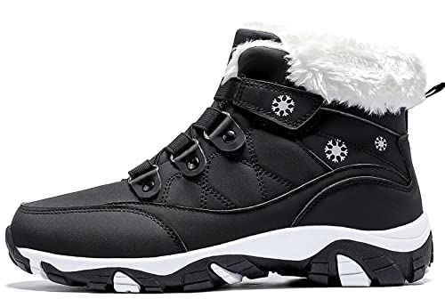 VITIKE Damen Winterschuhe Warm Gefüttert Schneestiefel Winter Outdoor Boots Winterstiefel mit Warm Gefüttert,Schwarz Weiß,35 EU von VITIKE