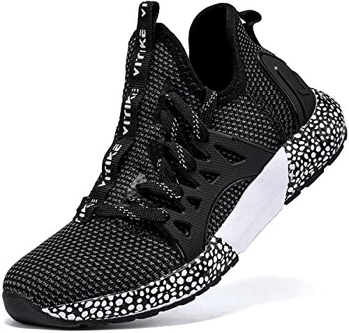 VITIKE Kinder Sneakers Jungen Mädchen Sneaker Outdoor Schuhe Jungen Turnschuhe Laufschuhe Schnürer Freizeit Schnürer Sportschuhe,821 Schwarz,33 EU von VITIKE