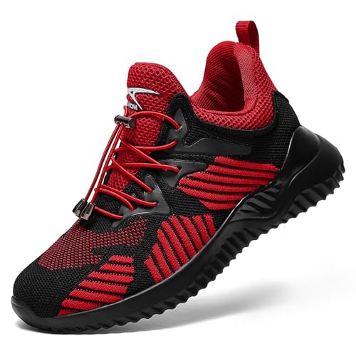 VITIKE Kinder Sneakers Jungen Turnschuhe Sportschuhe Mädchen Hallenschuhe Sneaker,RotSchwarz,35 EU von VITIKE