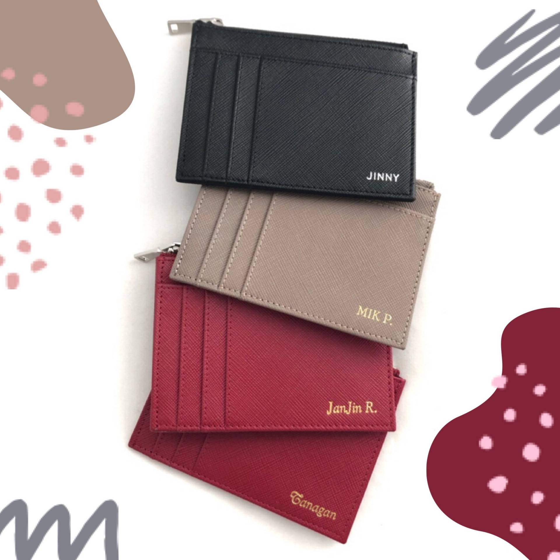 Personalisierter Lederreißverschluss-Kartenhalter Monogrammierte Saffiano Brieftasche Personalisierter Lederreißverschluss-Kartenhalter Monogrammierte Saffiano Brieftasche von VITTcustomSTUDIO