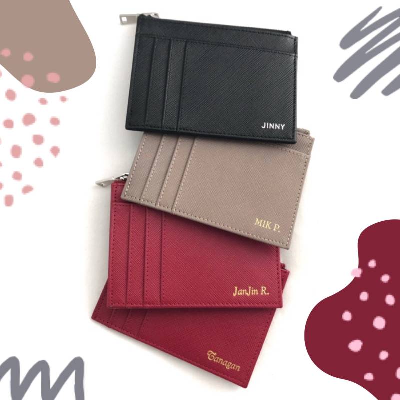 Personalisierter Lederreißverschluss-Kartenhalter Monogrammierte Saffiano Brieftasche Personalisierter Lederreißverschluss-Kartenhalter Monogrammierte Saffiano Brieftasche von VITTcustomSTUDIO