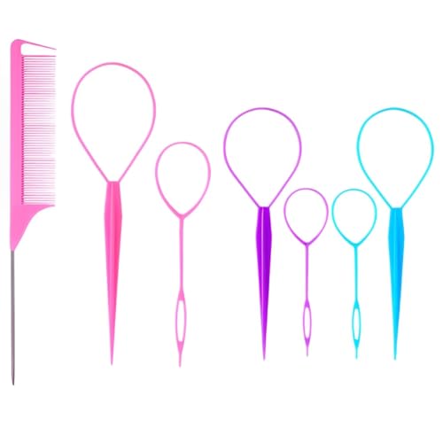 VIUWIZE 7-teiliges Haar-Styling-Hilfsmittel-Set, Haarschwanz-Twister, Haar-Styling-Hilfsmittel-Twister-Set, Twister für Damen und Mädchen, Pferdeschwanz-Frisur von VIUWIZE