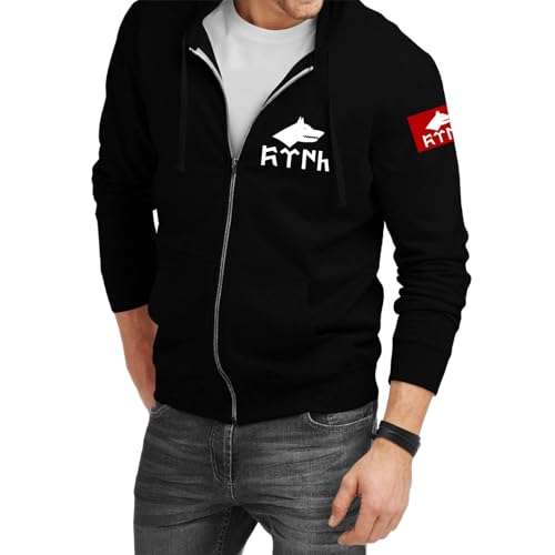 VIVA WERBUNG Unisex-Erwachsene Schwarz Hoodie mit Türk Göktürk Flagge Fahne Zipper Kapuzensweatjacke Militär Ayyildiz Jacke S, M, L, XL, 2XL, 3XL, 4XL, 5XL von VIVA WERBUNG