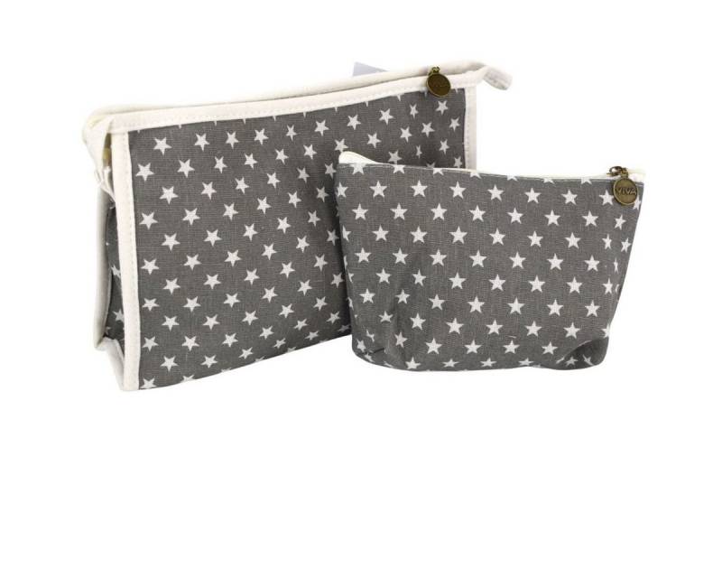 VIVA Kosmetiktasche Kulturbeutel Set Kosmetiktasche Reißverschluss Textilbeutel Reiseset (2-tlg), inkl. Notfallspiegel & Innenfächer von VIVA