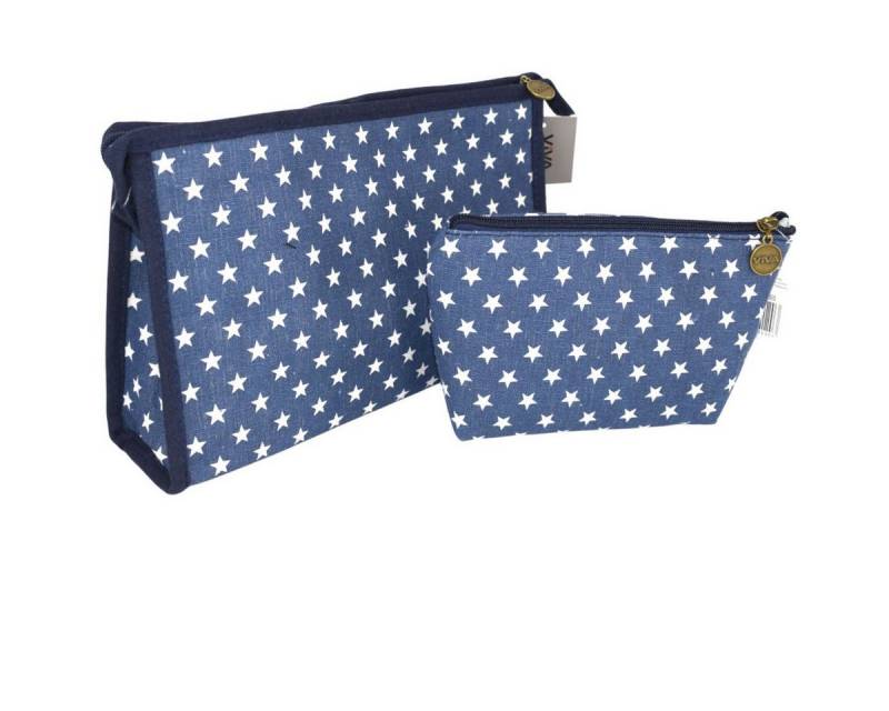 VIVA Kosmetiktasche Kulturbeutel Set Kosmetiktasche Reißverschluss Textilbeutel Reiseset (2-tlg), inkl. Notfallspiegel & Innenfächer von VIVA