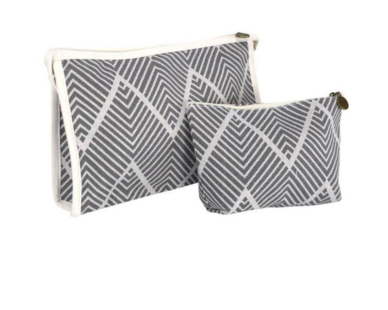 VIVA Kosmetiktasche Kulturbeutel Set Kosmetiktasche Reißverschluss Textilbeutel Reiseset (2-tlg), inkl. Notfallspiegel & Innenfächer von VIVA