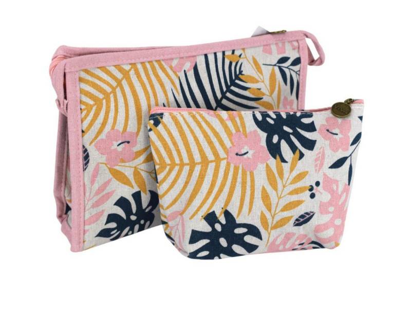 VIVA Kosmetiktasche Kulturbeutel Set Kosmetiktasche Reißverschluss Textilbeutel Reiseset (2-tlg), inkl. Notfallspiegel & Innenfächer von VIVA