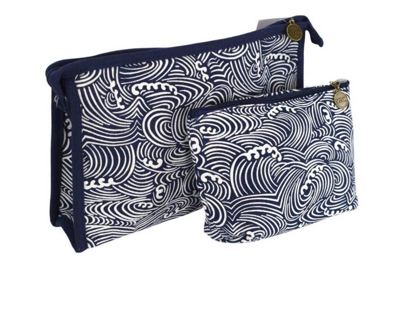 VIVA Kosmetiktasche Kulturbeutel Set Kosmetiktasche Reißverschluss Textilbeutel Reiseset (2-tlg), inkl. Notfallspiegel & Innenfächer von VIVA