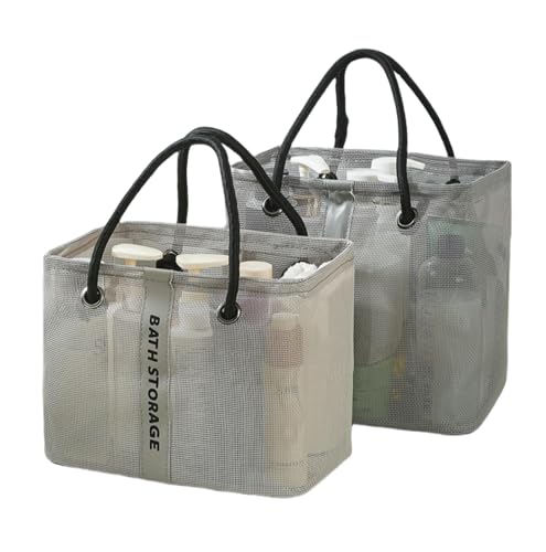 VIVACRAFT Aufbewahrungstasche Mesh Cosmetic Bag Reisen Toilettenbeutel, Tragbarer -Kosmetiktasche Vertikaler Aufbewahrungstasche, Reisetasche Mit Griff, Reißverschlussbeutel-graue Netzbeutel -Set von VIVACRAFT