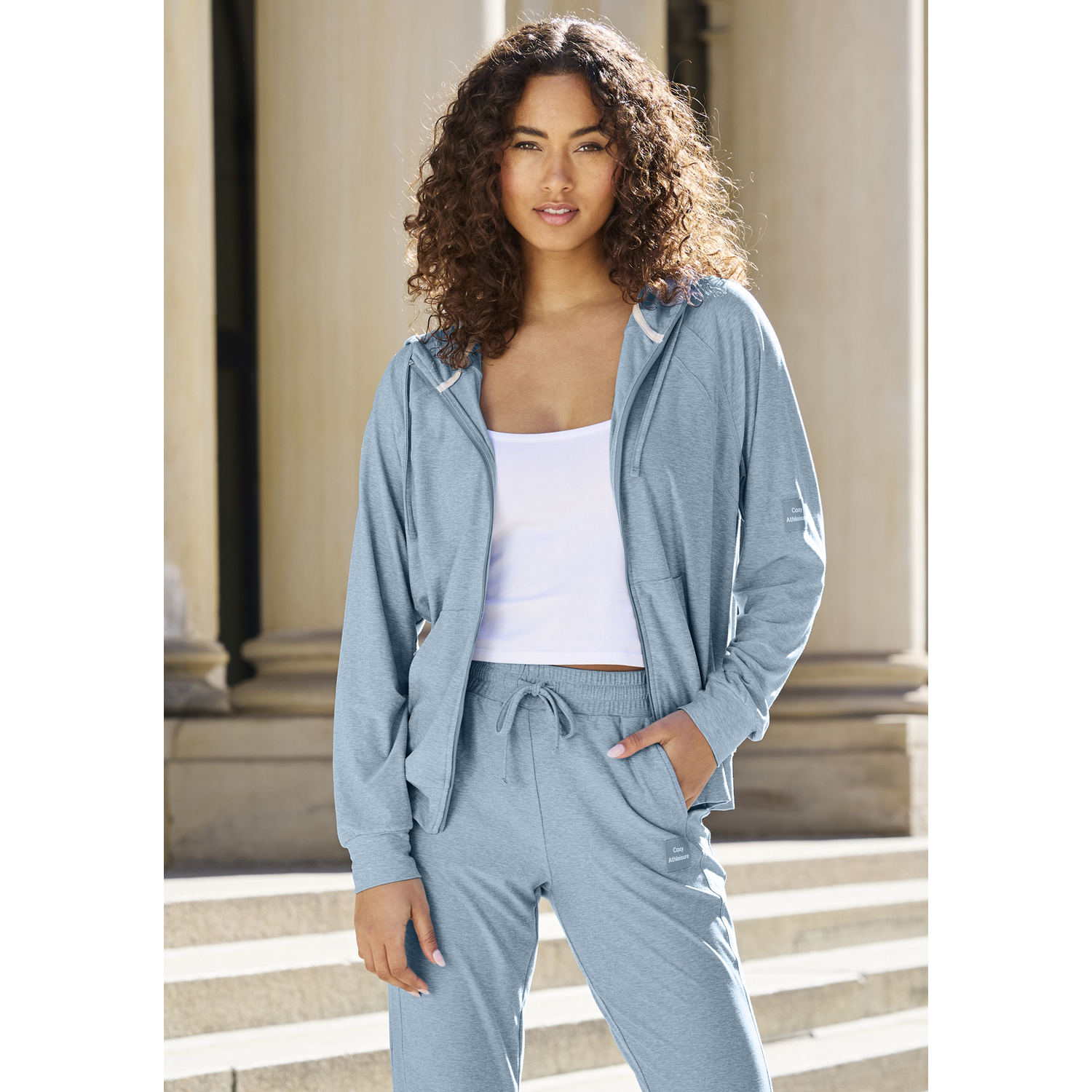 VIVANCE ACTIVE Funktions-Kapuzensweatjacke Damen blau meliert Gr.M (40/42) von VIVANCE ACTIVE