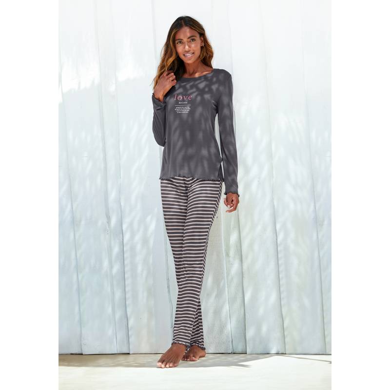 VIVANCE DREAMS Damen Pyjama anthrazit-hellrosa Gr.32/34 von VIVANCE DREAMS