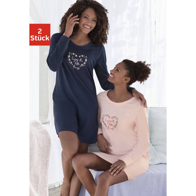 VIVANCE DREAMS Damen Nachthemd blau, rosa gemustert Gr.44/46 von VIVANCE DREAMS