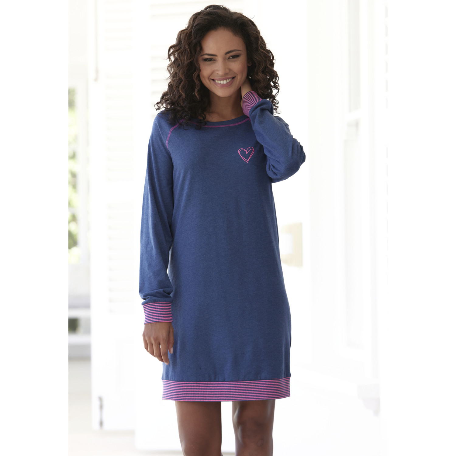 VIVANCE DREAMS Damen Nachthemd jeansblau-meliert Gr.52/54 von VIVANCE DREAMS