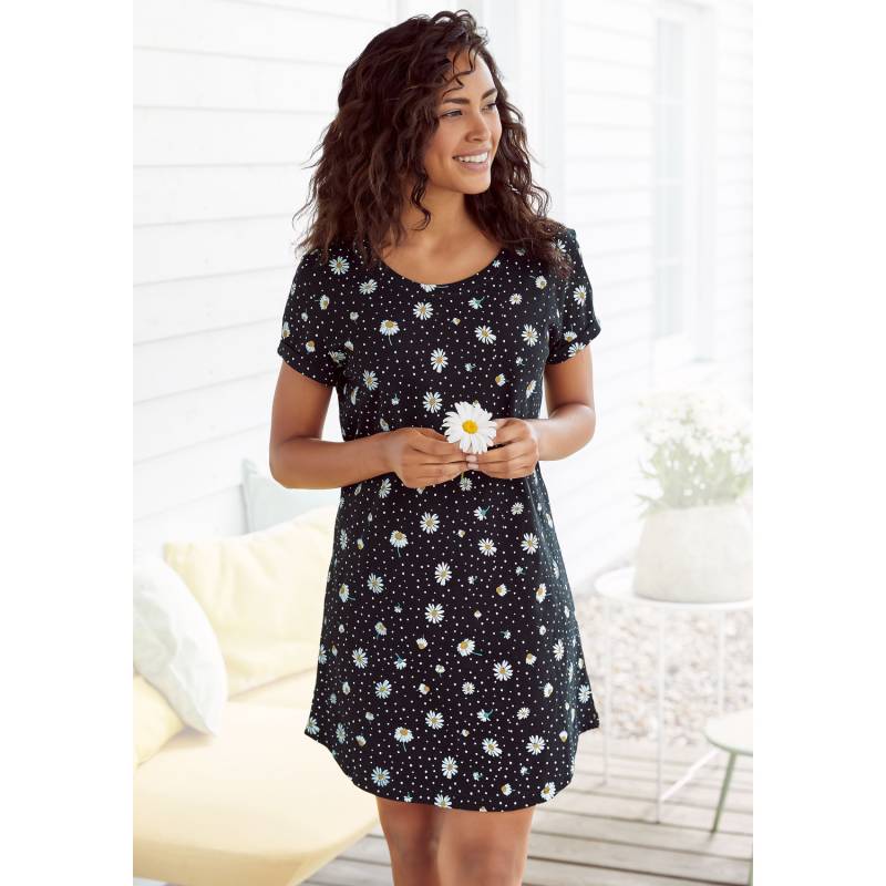 VIVANCE DREAMS Damen Nachthemd schwarz-gemustert Gr.32/34 von VIVANCE DREAMS