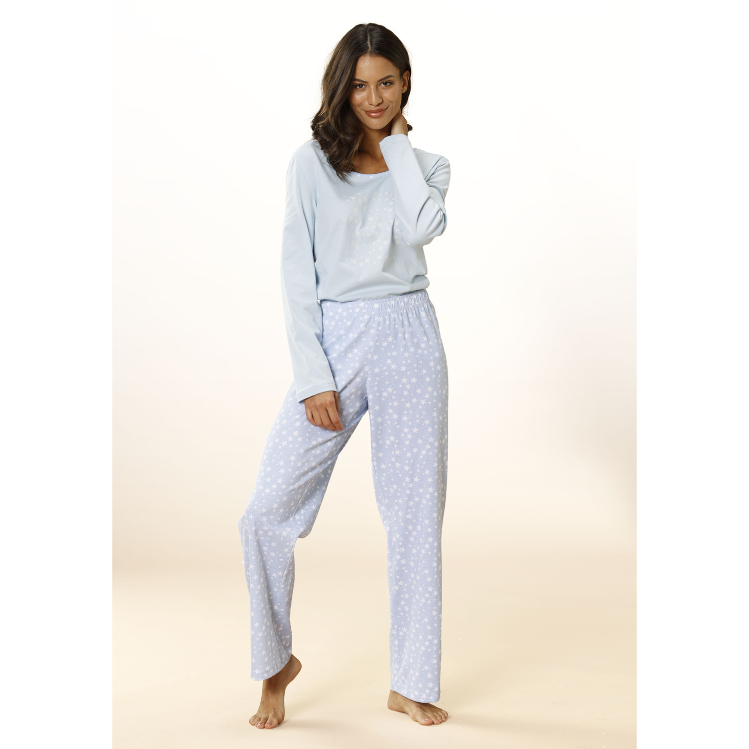 VIVANCE DREAMS Damen Pyjama hellblau-weiß Gr.48/50 von VIVANCE DREAMS