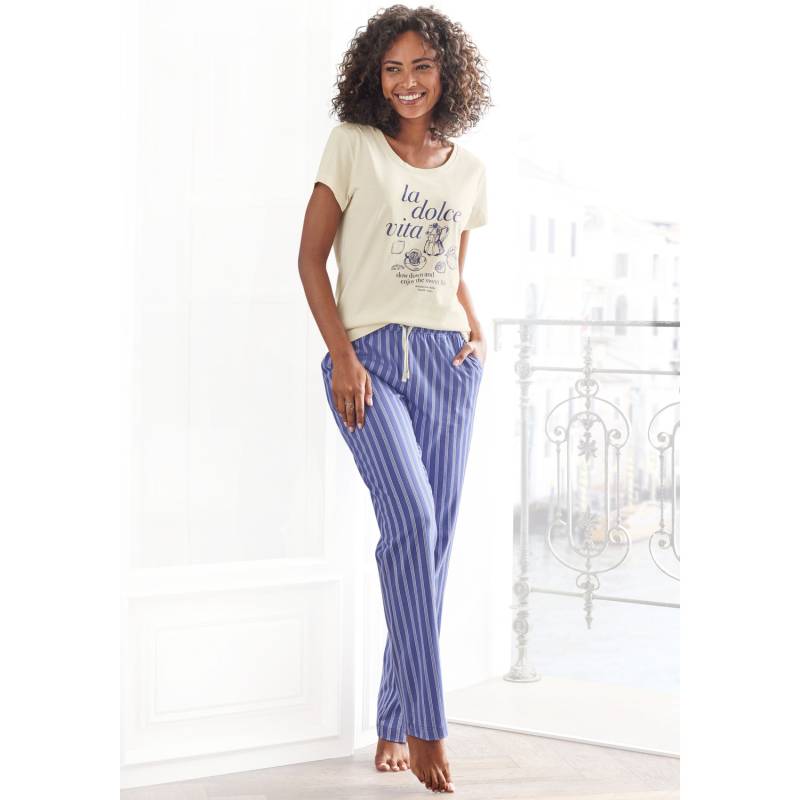 VIVANCE DREAMS Damen Pyjama lila-gestreift, ecru Gr.36/38 von VIVANCE DREAMS