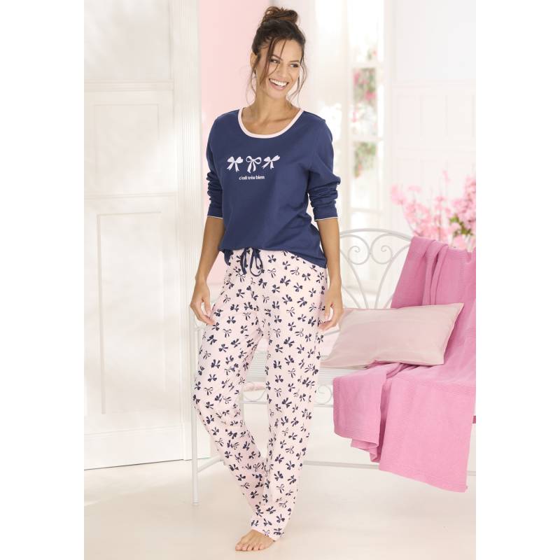 VIVANCE DREAMS Damen Pyjama marine/rosa-gemustert Gr.40/42 von VIVANCE DREAMS