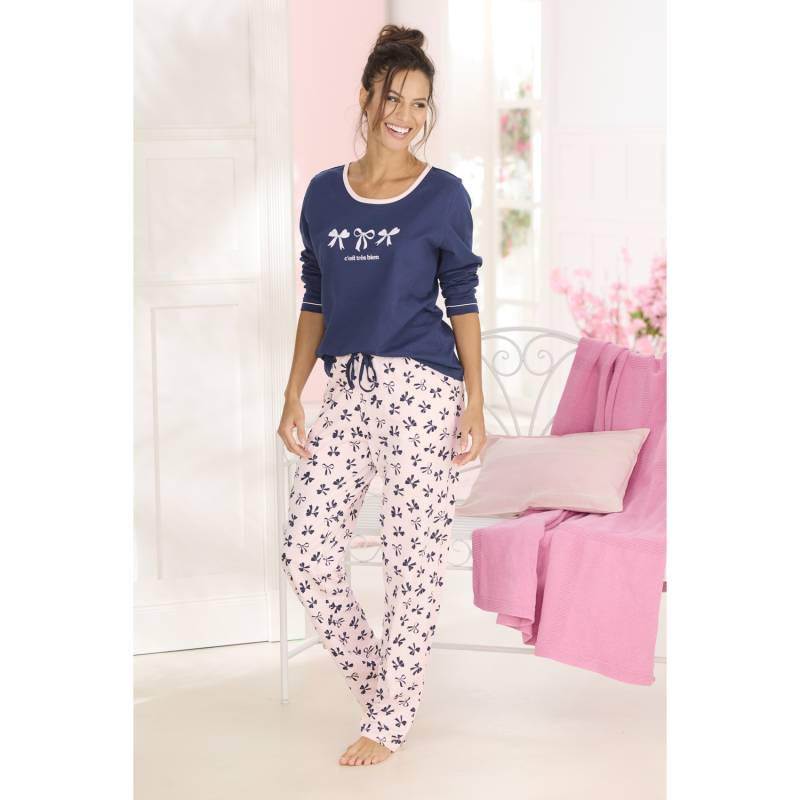 VIVANCE DREAMS Damen Pyjama marine/rosa-gemustert Gr.44/46 von VIVANCE DREAMS