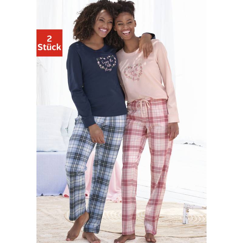 VIVANCE DREAMS Damen Pyjama blau-rosa Gr.32/34 von VIVANCE DREAMS