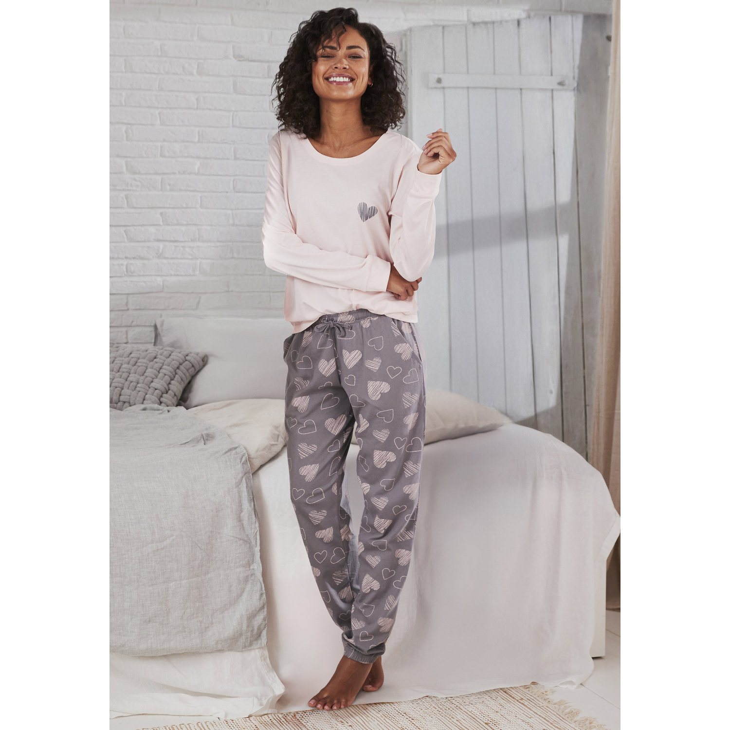 VIVANCE DREAMS Damen Pyjama rosa-grau Gr.52/54 von VIVANCE DREAMS