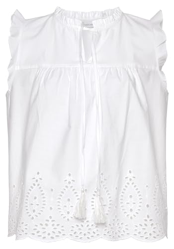 VIVANCE Damen Kurzarmbluse mit v-Ausschnitt, lockere Passform, aus gewebter Baumwolle, leicht und atmungsaktiv, für sommerliche Looks von VIVANCE