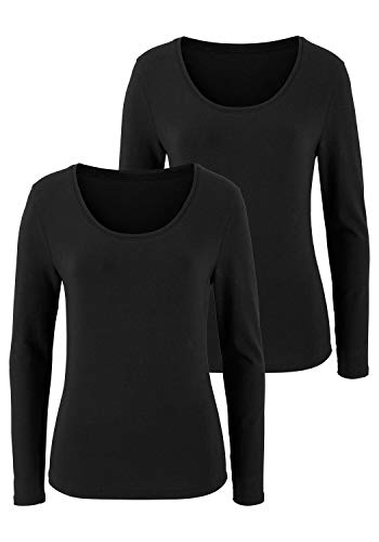 VIVANCE Damen Langarmshirt mit klassischem Rundhalsausschnitt und körpernaher Passform, Baumwolle, Stretch von VIVANCE