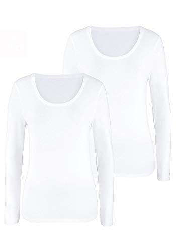VIVANCE Damen Langarmshirt mit klassischem Rundhalsausschnitt und körpernaher Passform, Baumwolle, Stretch von VIVANCE