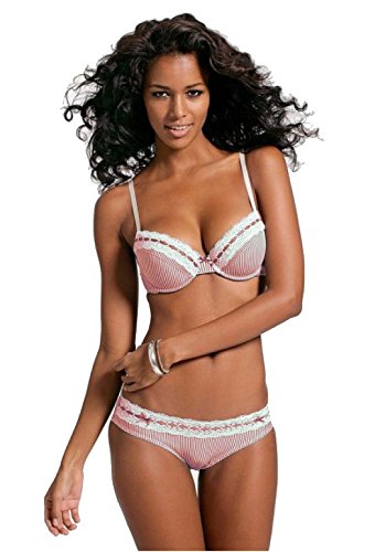 VIVANCE Damen Push Up Bügel BH Streifen Spitze Rosa 80 Cup C von VIVANCE