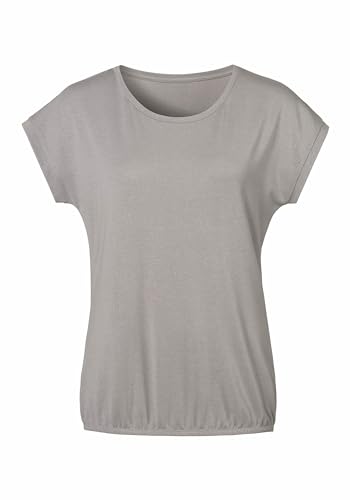 VIVANCE Damen Rundhalsshirt mit Glitzerdruck, Gummizug im Bund, angeschnittene Ärmel, fließende Qualität von VIVANCE