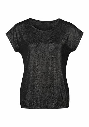 VIVANCE Damen Rundhalsshirt mit Glitzerdruck, Gummizug im Bund, angeschnittene Ärmel, fließende Qualität von VIVANCE