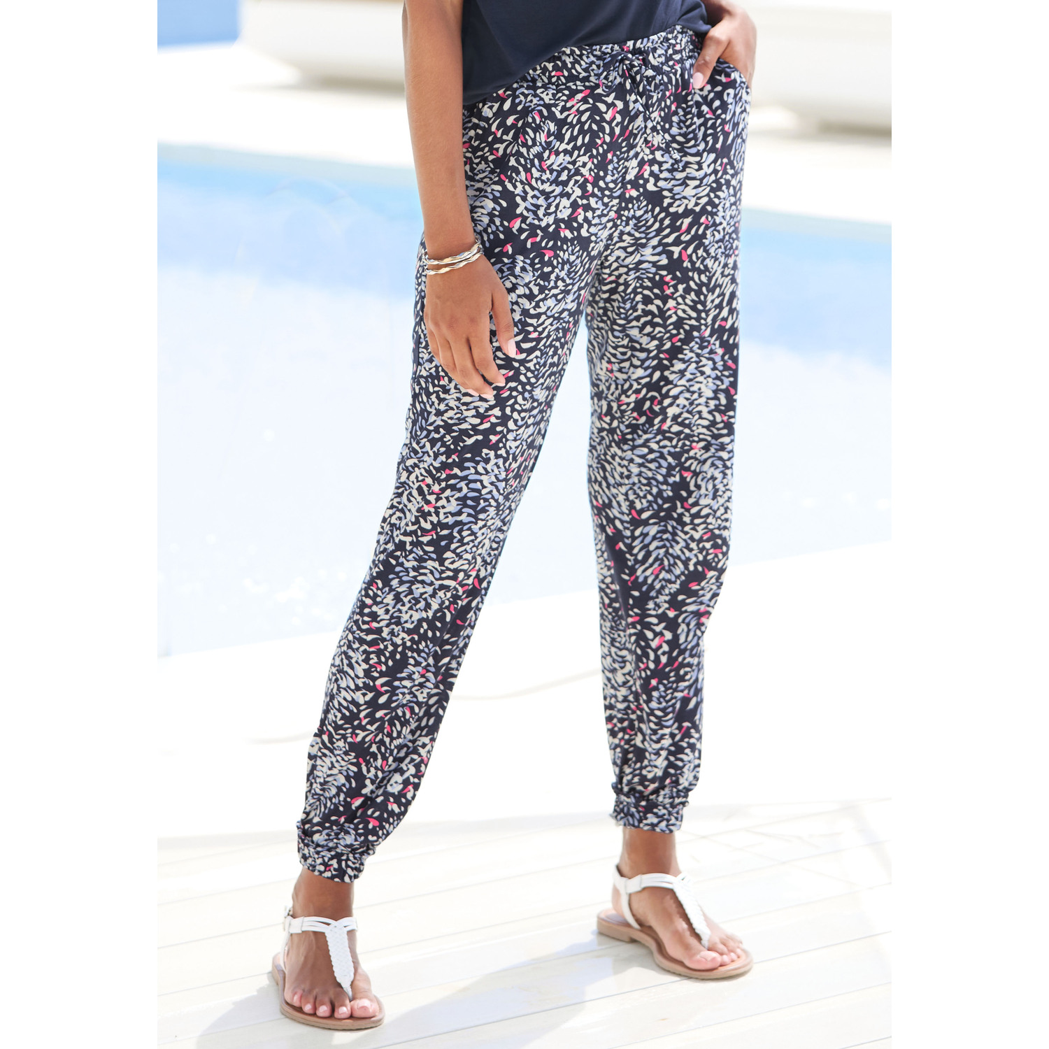 VIVANCE Jerseyhose Damen blau bedruckt Gr.44 von VIVANCE